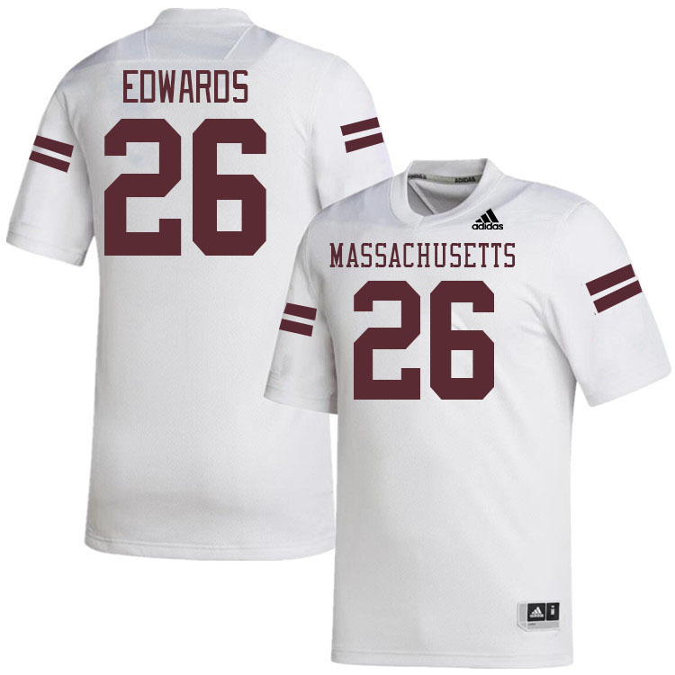 Massachusetts Minutemen #26 RJ Edwards College Football Jerseys Stitched-White